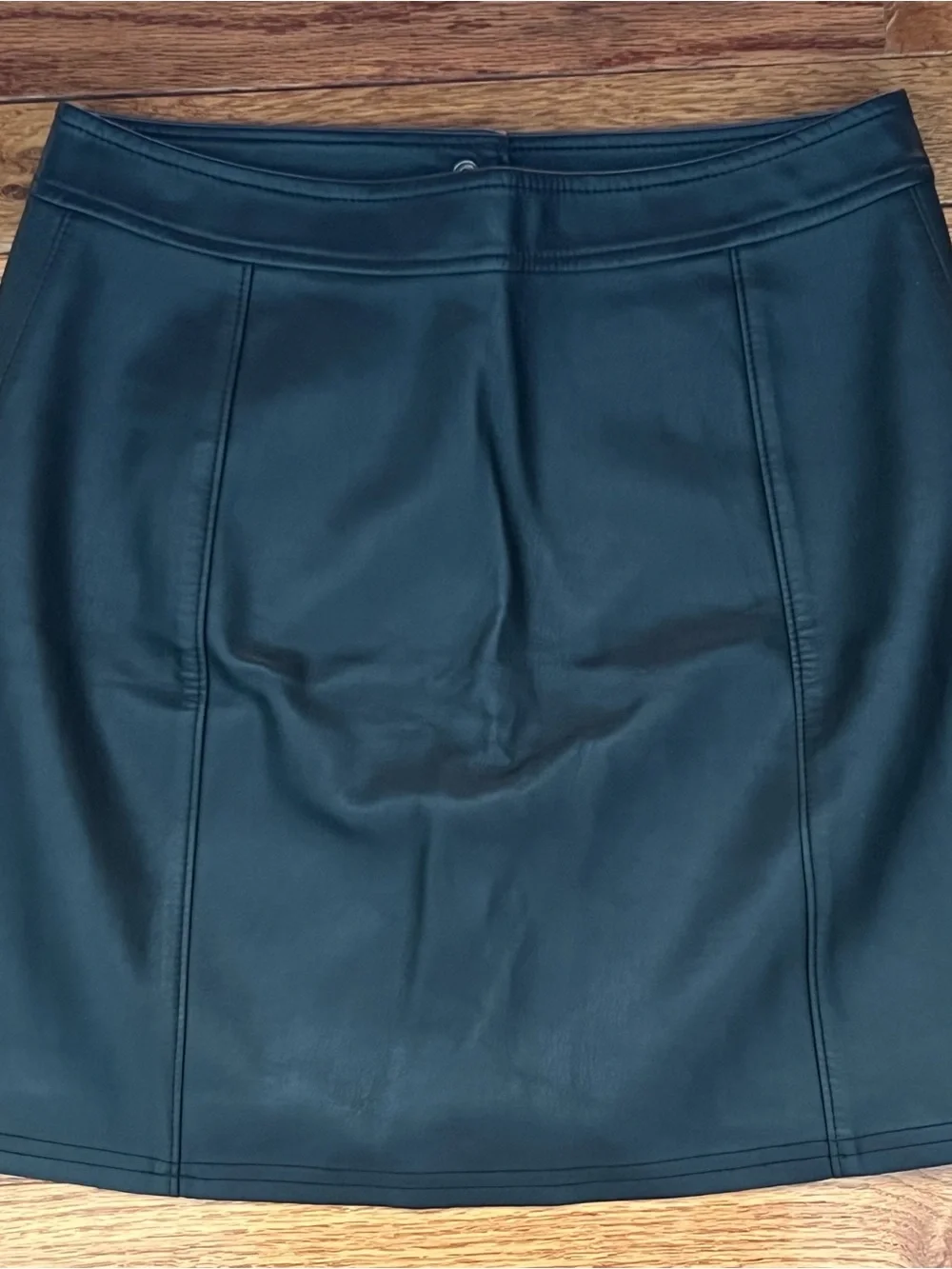 Express Black Faux Leather Button-Front Mini Skirt